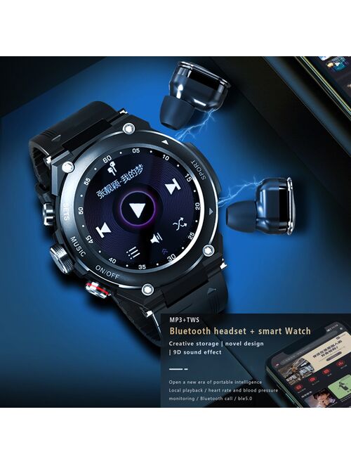 2021 NEW Digital Watch Bluetooth Earphone 2 In1 DIY Watch Face T92 Sport Waterproof Smar Twatch Female Male Wristwatches