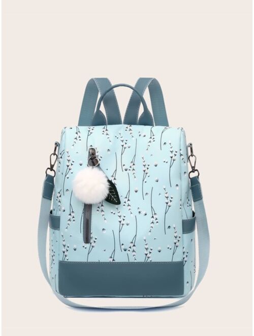 Shein Floral Graphic Anti-theft Backpack
