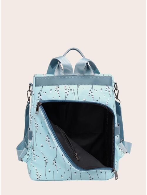 Shein Floral Graphic Anti-theft Backpack