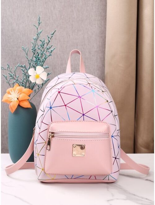Shein Curved Top Geo Pattern Backpack