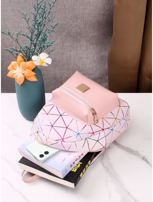 Shein Curved Top Geo Pattern Backpack