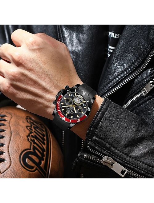 AILANG Luxury Mens Mechancial Watches Automatic Chronograph Silicone Waterproof Multifunction Business Wristwatch Men Watches