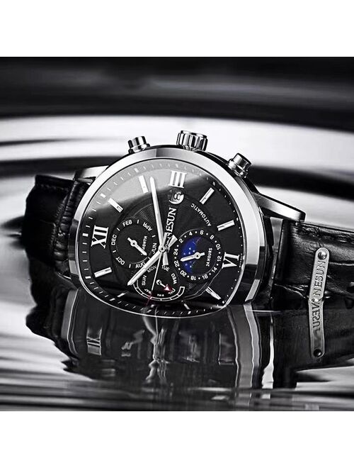 NESUN Men Watches Automatic Mechanical Watch Leather Tourbillon Sport Clock Casual Business Relojes Hombre Retro Wristwatch 9027