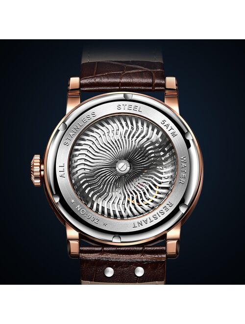 NESUN Fashion  Men‘s Watch Moon Phase Automatic Mechanical Watches Sports Wristwatch Waterproof Leather Watch Men