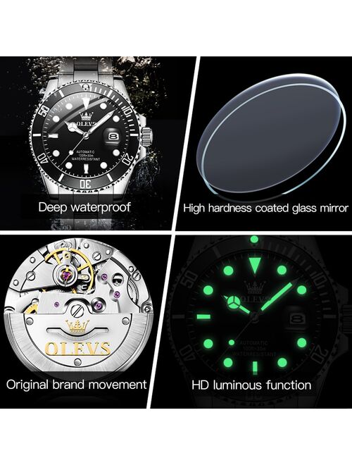 New OLEVS Men Watch Steel Automatic Mechanical Tourbillon Clock Fashion 50M Waterproof Luminous Watches Automatic Movement