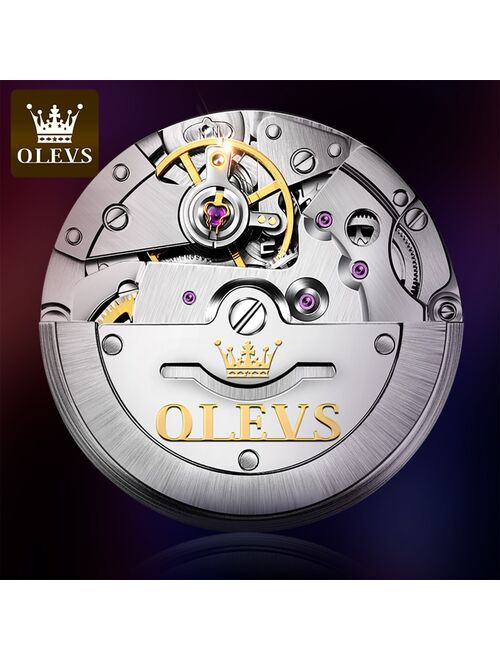 New OLEVS Men Watch Steel Automatic Mechanical Tourbillon Clock Fashion 50M Waterproof Luminous Watches Automatic Movement