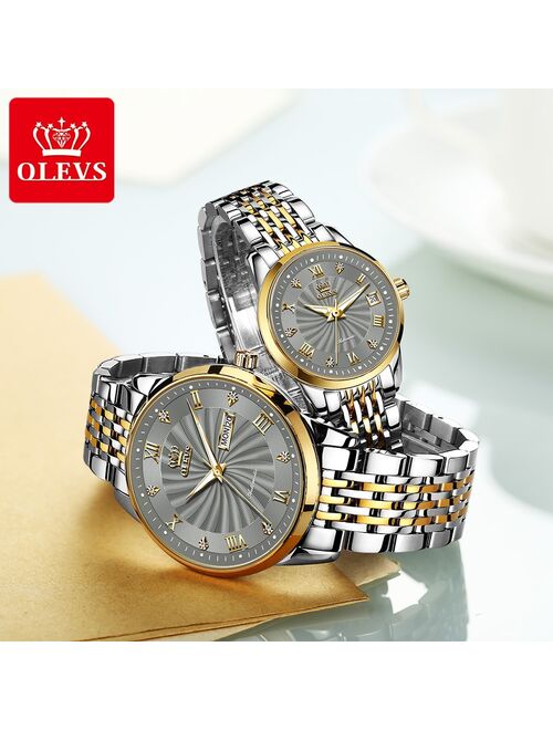 Longines Couple Watch OELVS  Brand Luxury Automatic Mechanical Watch Stainless Steel Waterproof Clock relogio masculino couple gift 6630