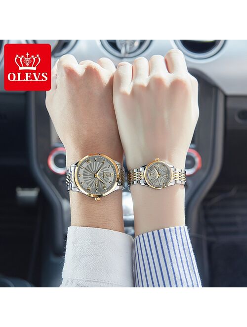 Longines Couple Watch OELVS  Brand Luxury Automatic Mechanical Watch Stainless Steel Waterproof Clock relogio masculino couple gift 6630