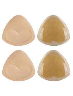 Self-Adhesive Bra Pads inserts,Sermicle Removeable Silicone Triangle Push Up Pads With Massage 2 Pairs