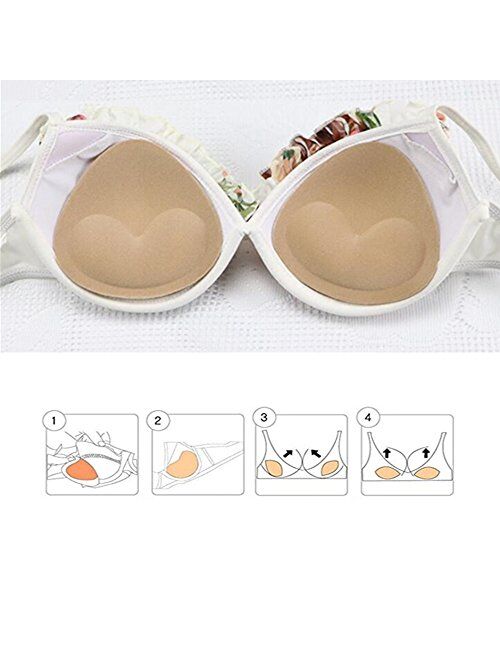 Self-Adhesive Bra Pads inserts,Sermicle Removeable Silicone Triangle Push Up Pads With Massage 2 Pairs