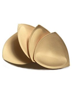 2 Pairs Removeable Push up Triangle Bra Pads Inserts for Bikinis Top Sport Bra Swimsuit for A B C Cups-Beige