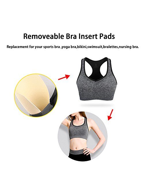 2 Pairs Removeable Push up Triangle Bra Pads Inserts for Bikinis Top Sport Bra Swimsuit for A B C Cups-Beige