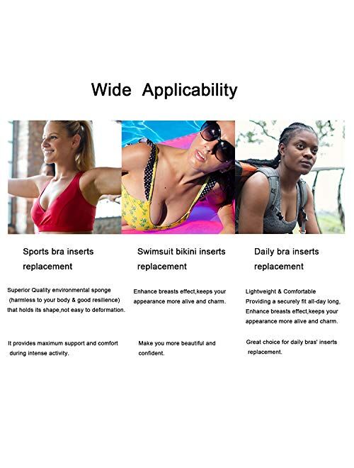 2 Pairs Removeable Push up Triangle Bra Pads Inserts for Bikinis Top Sport Bra Swimsuit for A B C Cups-Beige