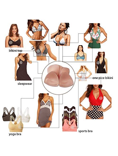 Bra Pad Inserts 4 Pairs Removable For Sports Bra Or Bikini Swimsuit Tops  (a/b/c/d )