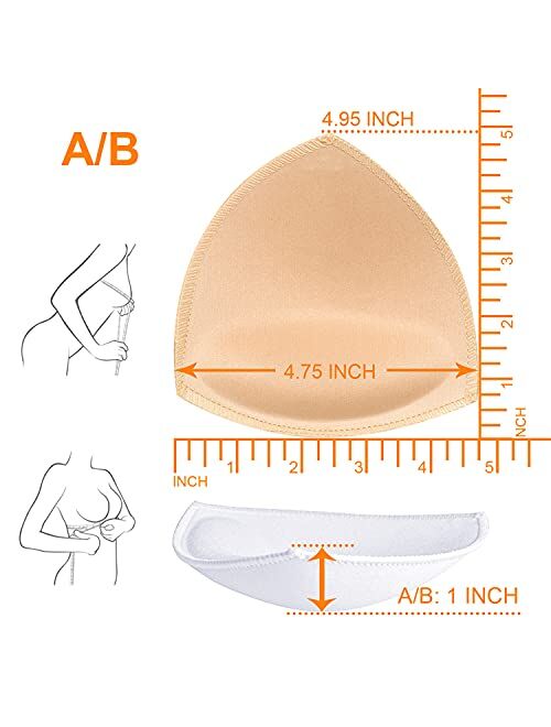 FANMAOUS 5 pairs Women's Triangle Bra Pads Inserts Removable Push Up Sports Bra Cups Replacements For Bikini Top Swimsuit 