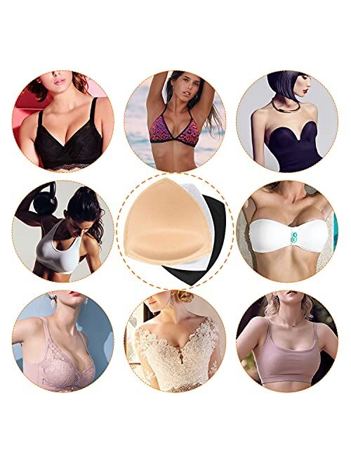 FANMAOUS 5 pairs Women's Triangle Bra Pads Inserts Removable Push Up Sports Bra Cups Replacements For Bikini Top Swimsuit