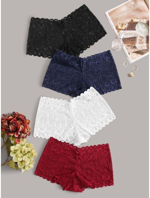 Shein 4pack Floral Lace High Waist Panty Set