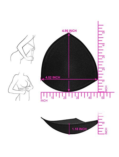 FANMAOUS 4 Pairs Bra Pad Insert,Removable Sport Bra Cup Triangle Breathable & Reusable Bra Pad for Yoga Bra,Swimsuits,Bikini