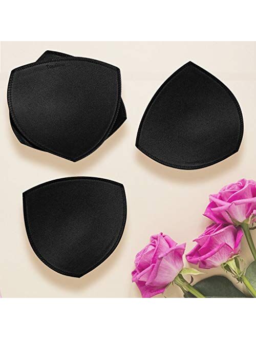FANMAOUS 4 Pairs Bra Pad Insert,Removable Sport Bra Cup Triangle Breathable & Reusable Bra Pad for Yoga Bra,Swimsuits,Bikini