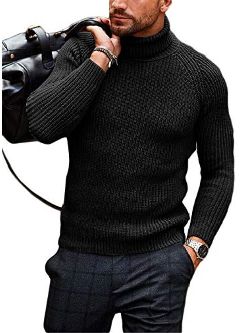 Buy Gafeng Mens Turtleneck Pullover Sweater Slim Fit Light Winter ...