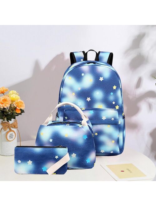 3PCS/Set Starry Sky Backpack for Boys with Lunch Bag Pencil Case Large Capacity Kids School Bags Student Bookbag for Girls Teens