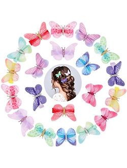 20 Pieces Glitter Butterfly Hair Clip Fairy Realistic Hair Clip Lace Butterfly Hair Clip Butterfly Lace Barrette Colorful Gauze Butterfly Clip Butterfly Snap Hair Clip fo