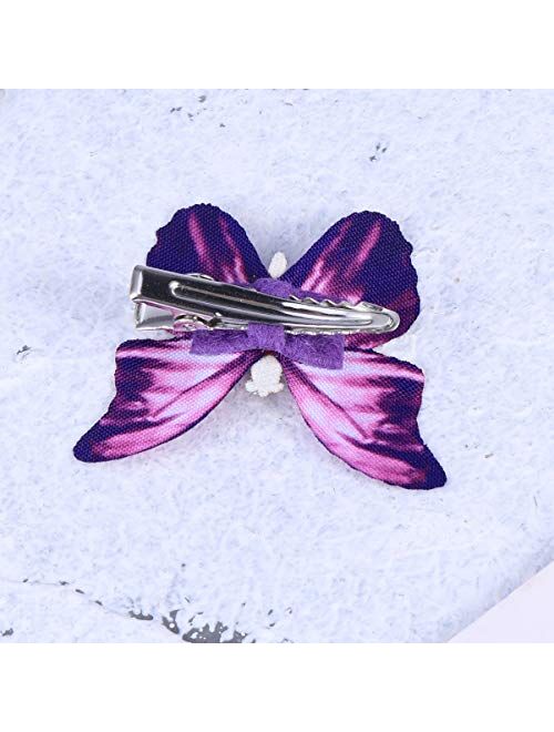 Lurrose 10 Pieces Butterfly Hair Clips, Colorful Realistic Butterfly Glitter Barrette Alligator Snap Hair Clips Hair Accessories for Women Girls Infants (Purple, Random P