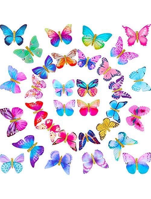 Chuangdi 32 Pieces Butterfly Clips Butterfly Glitter Barrette Hair Clips for Women Girls Hair Accessories