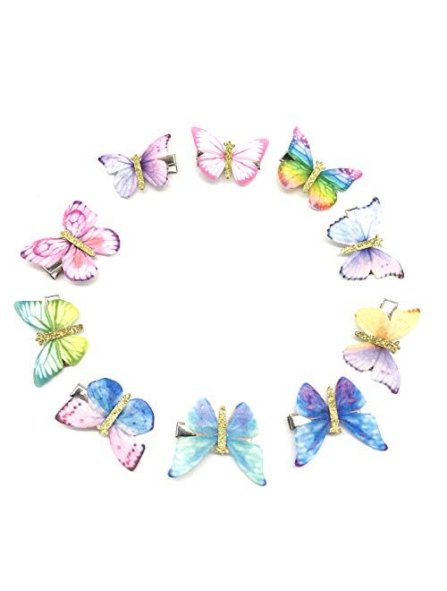 10 Pcs Butterfly Hair Clips Fairy Handmade Glitter Barrette Hair Accessories For Girls Women