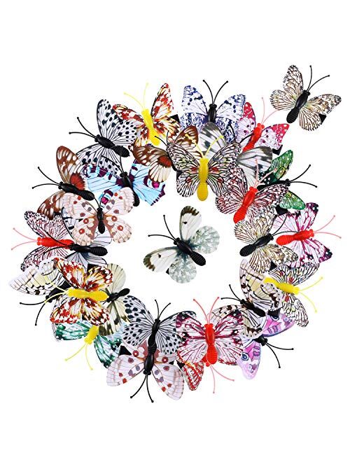 24 Pieces Butterfly Hair Clips Colorful Butterfly Barrettes 3D Halloween Butterfly (Luminous, White)