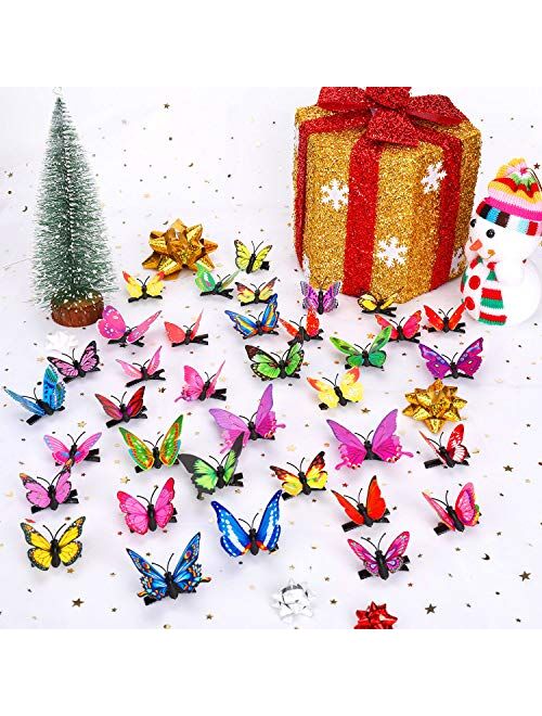 36 Pieces Butterfly Hair Clips Colorful Butterfly Barrettes 3D Valentine's Day Butterfly Hair Clips for Women Party Favors (Blue, Pink, Purple, Yellow, Green, Red)