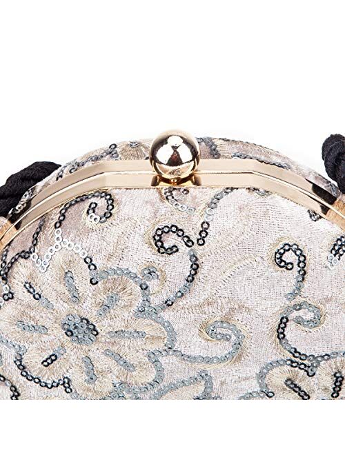 Fawzia Velvet Sequin Embroidery Wedding Clutch Evening Bags
