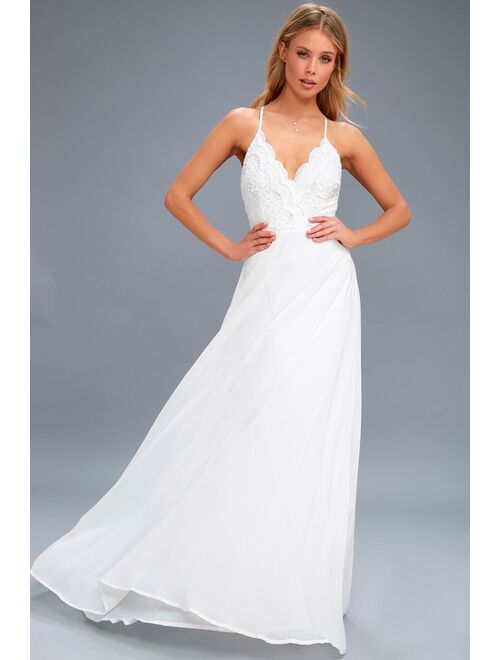 Lulus Madalyn White Lace Maxi Dress