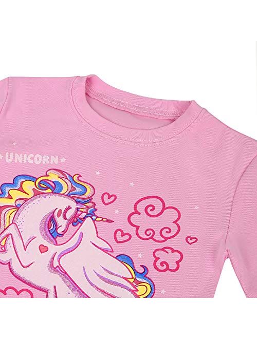 HDE Girls Unicorn Pajamas with Matching Doll Outfit Cotton Pajama Set for Girls