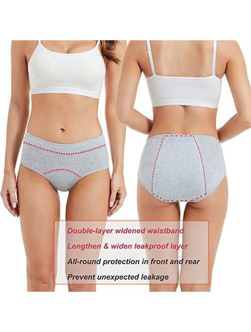 HATSURE Period Underwear for Women Leak Proof Cotton Overnight Menstrual Panties Briefs ( Multipack)
