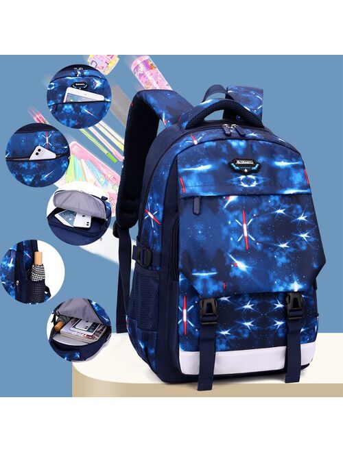 Large School Backpack for Boys Elementary and Middle School Water Resistant Teens Bookbag Set 3 Pcs Fashion Kids School Bags