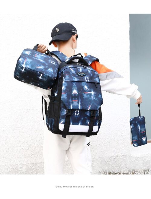 Large School Backpack for Boys Elementary and Middle School Water Resistant Teens Bookbag Set 3 Pcs Fashion Kids School Bags