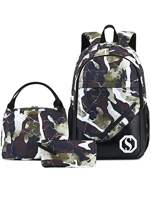 CAMTOP School Backpack Boys Girls Kids School Bookbag Set Student Backpack with Lunch Box and Pencil Case