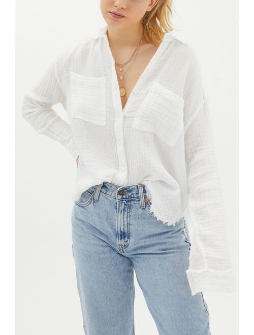 Urban outfitters UO Luca Textured Cotton Button-Down Shirt