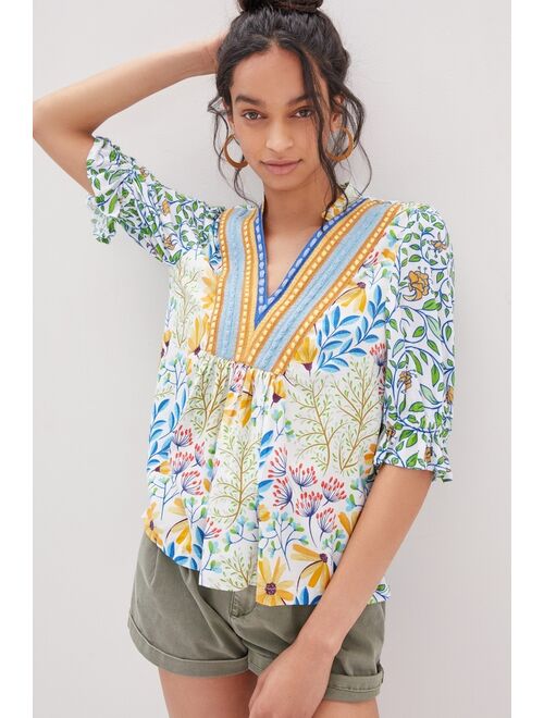 Anthropologie Bl-nk Stephanie Embroidered Top