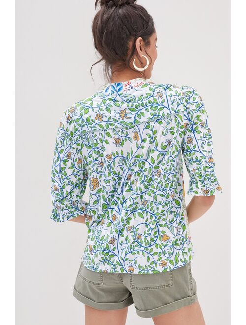Anthropologie Bl-nk Stephanie Embroidered Top