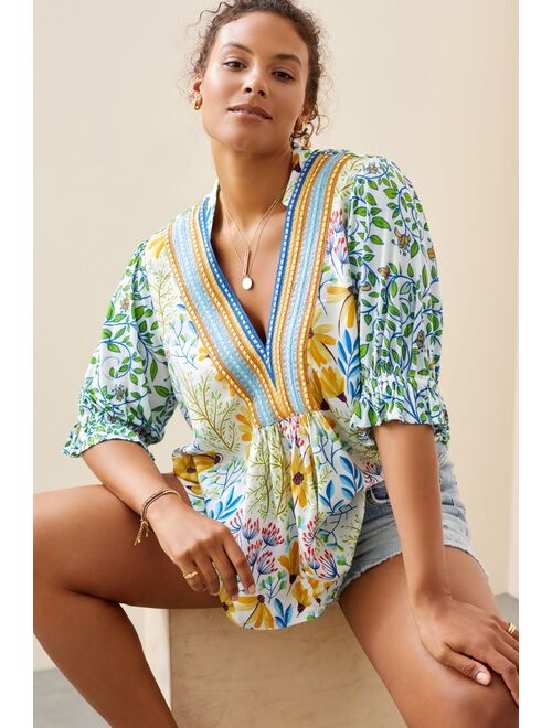 Anthropologie Bl-nk Stephanie Embroidered Top