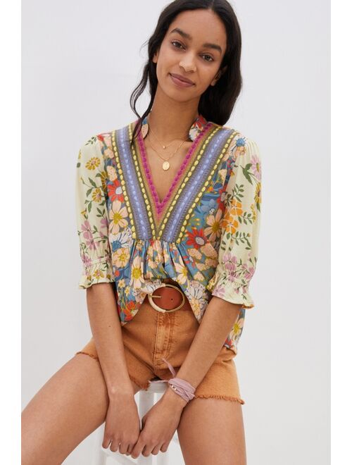 Anthropologie Bl-nk Stephanie Embroidered Top