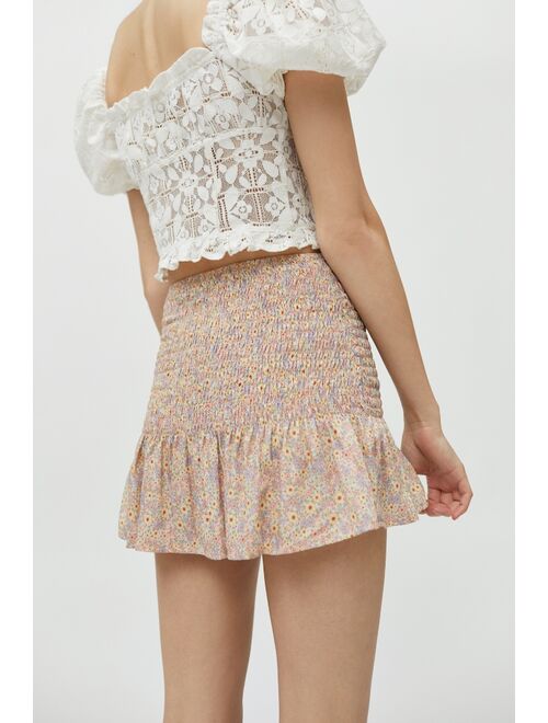 Motel Rylee Smocked Mini Skirt
