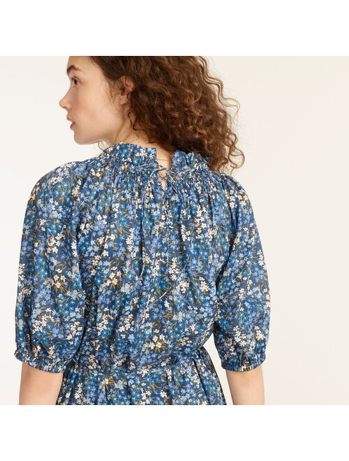 J.Crew Smocked neck puff-sleeve dress in Liberty® Sea Blossoms