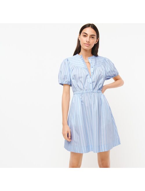 J.Crew Puff-sleeve cotton poplin shirtdress in lake stripe