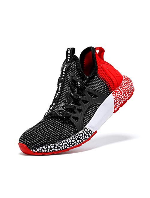 JMFCHI FASHION Boys Running Shoes Kids Sneakers Girls Athletic Tennis Shoe Breathable Lightweight Slip on Sports Knit Sock Sneaker