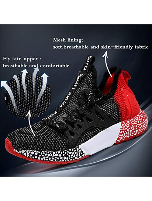 JMFCHI FASHION Boys Running Shoes Kids Sneakers Girls Athletic Tennis Shoe Breathable Lightweight Slip on Sports Knit Sock Sneaker