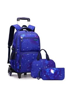 School Backpack With Wheel Travel Trolley Luggage Bag Waterproof 6 Wheels Trolley Children School Bag For Boy Girl Backpack Kids