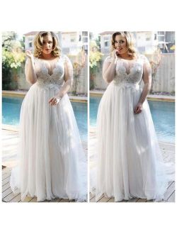 Charming Lace Plus Size Wedding Dress 2021 robe de mariée Summer A Line Wedding Gowns Custom Made Big Size Women Bridal Dresses